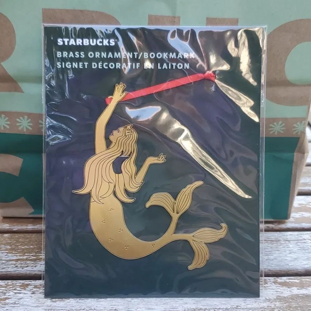 Starbucks Brass Mermaid Ornament Bookmark NWT